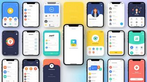 Telas de aplicativos inovadores em smartphones modernos.