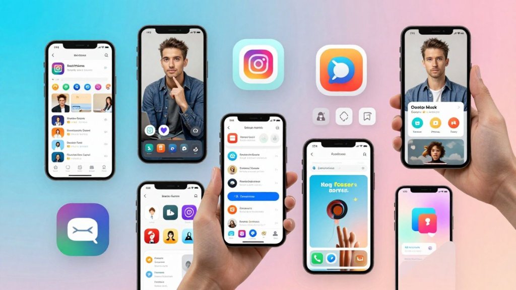 Celulares exibindo ícones de aplicativos populares e virais.