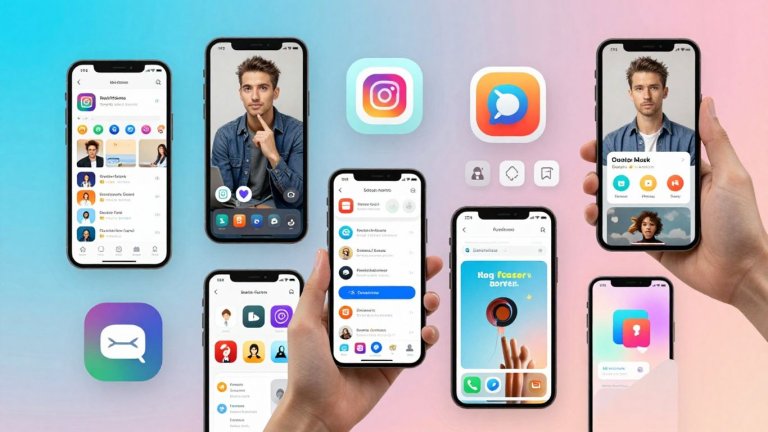 Mga cellphone na nagpapakita ng mga icon ng mga sikat at viral na app.