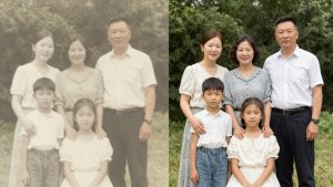 Fotos antigas restauradas com aplicativos de celular.