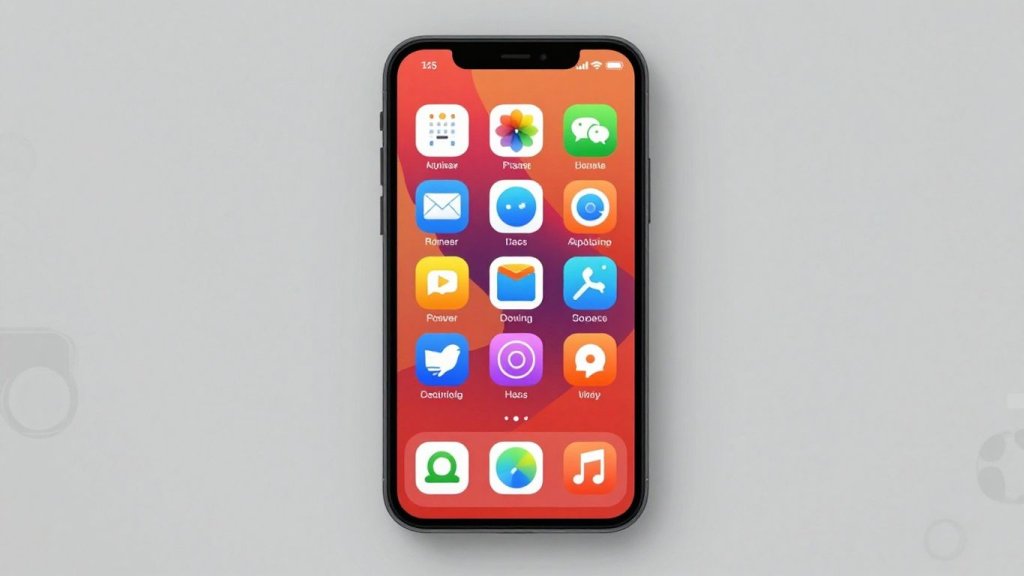 Tela de celular Android com ícones de aplicativos coloridos.
