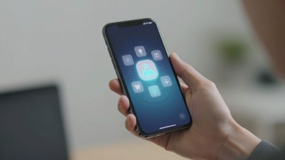Celular com aplicativos escondidos e efeitos visuais.