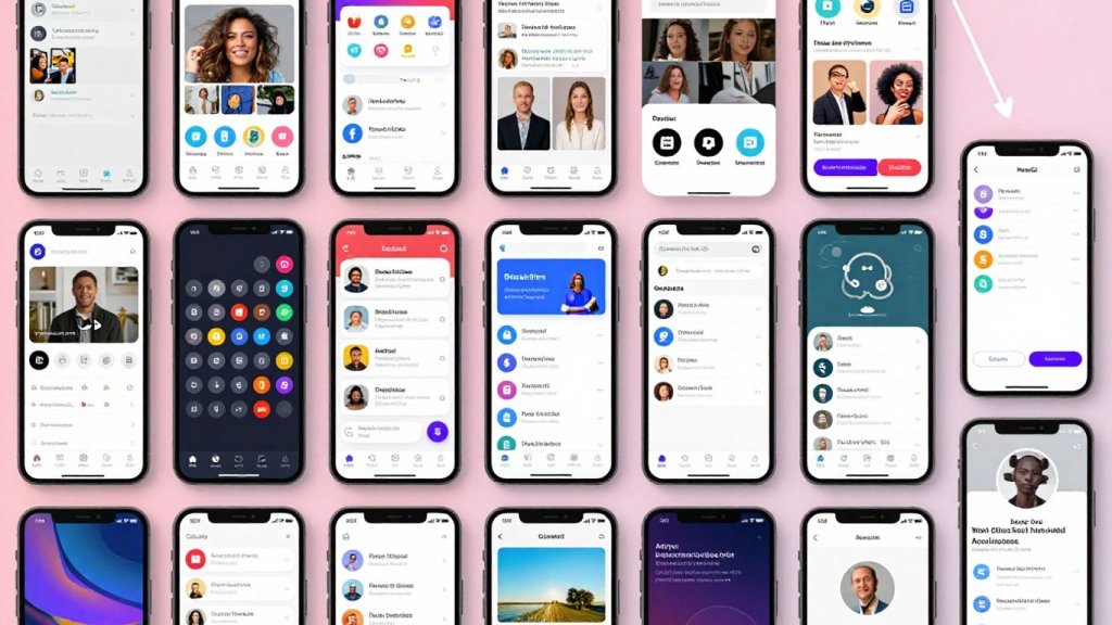 Celulares exibindo aplicativos populares e coloridos.